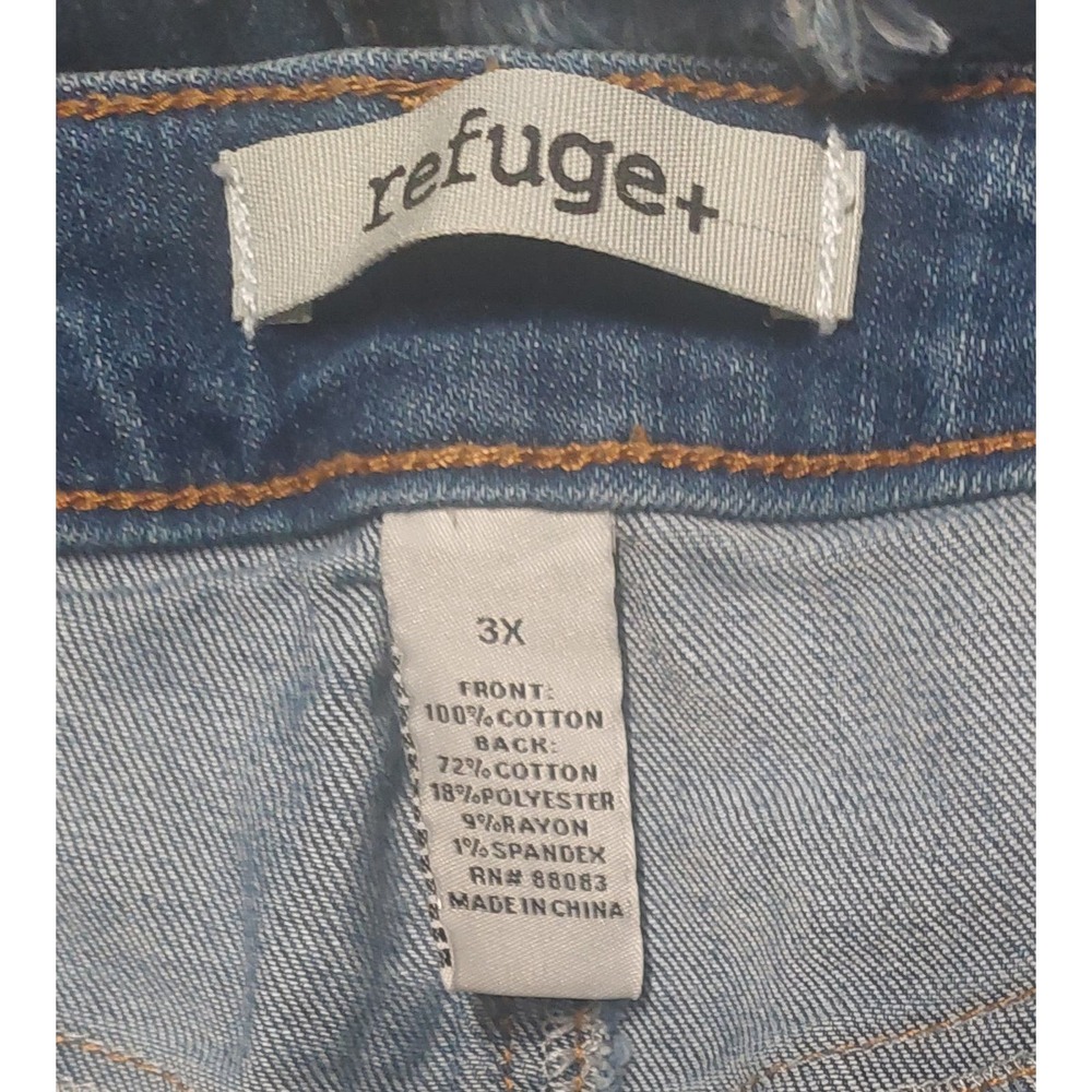 Women Plus Mini Bluejean Distressed Skirt Refuge+ - Picture 3 of 6